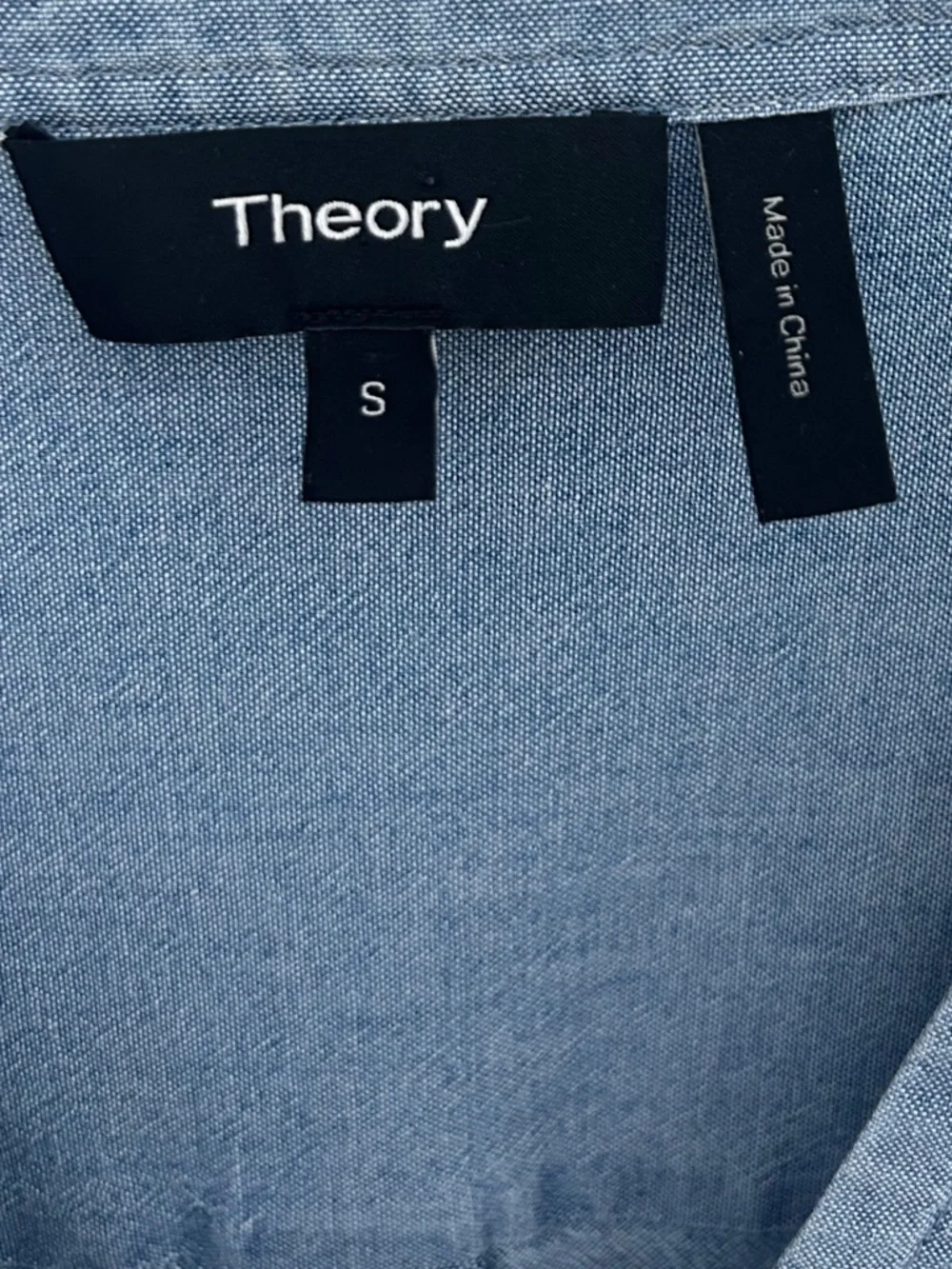 Theory Ophelia Chambray Split Back Blouse Size Small